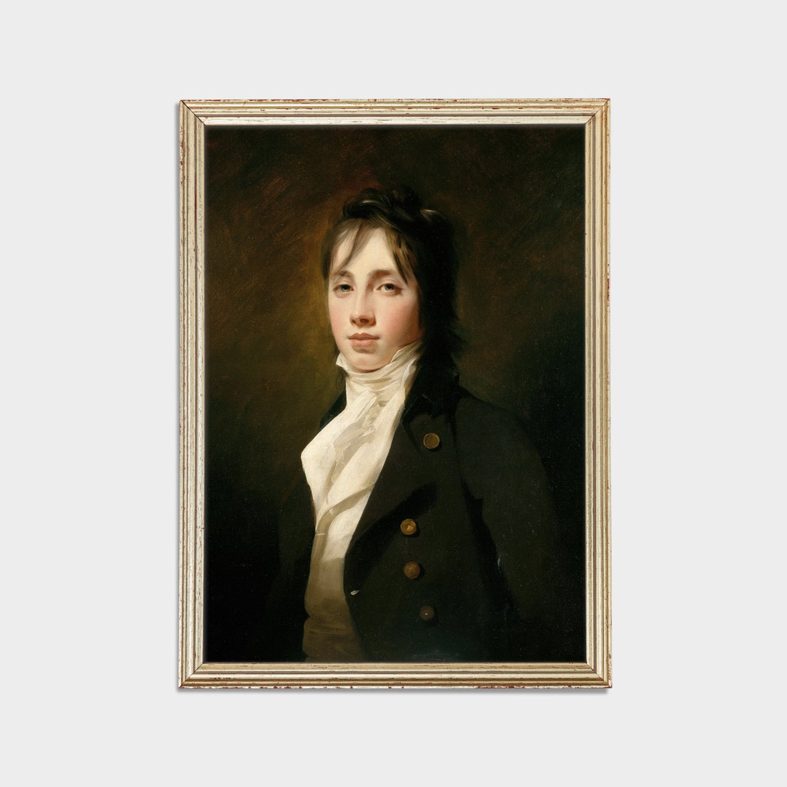 Young Gentleman With White Cravat Dark Romantic Portrait Poster - Image 2