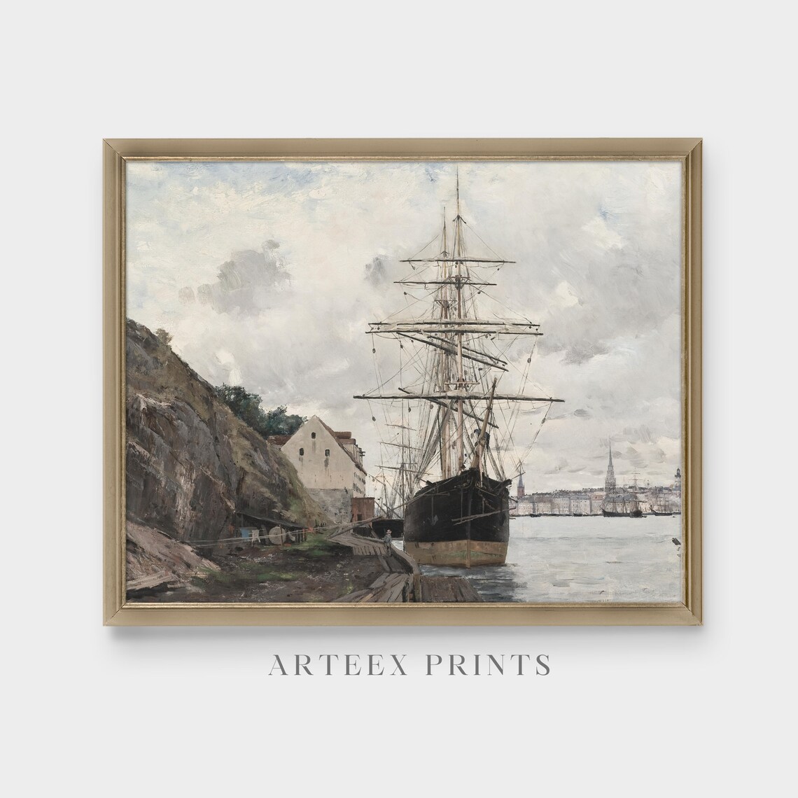 Vintage Seascape Sailing Boat Art Print, Coastal Ship - Image 3