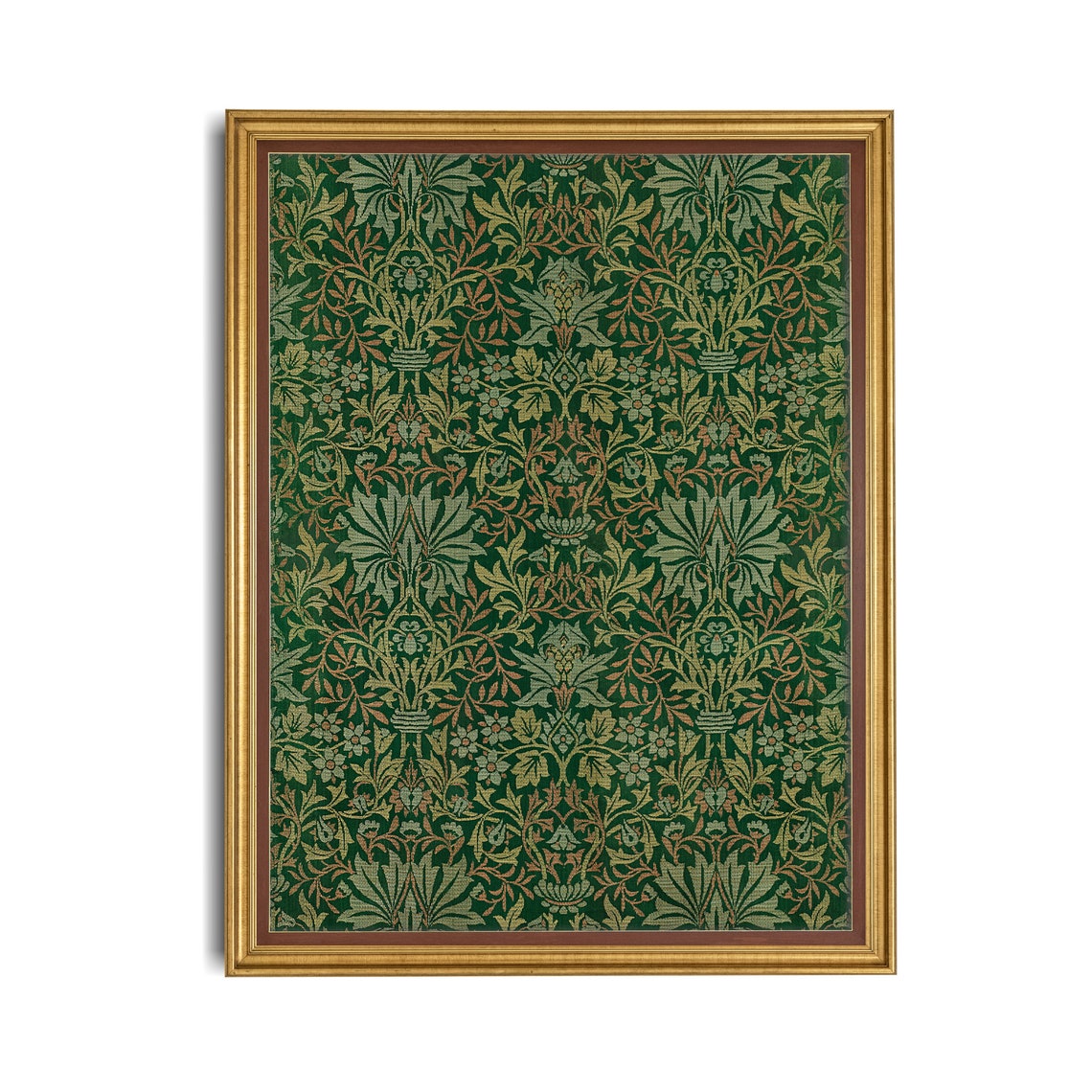 Green Botanical Damask Vintage Textile Pattern Tapestry Poster - Image 4