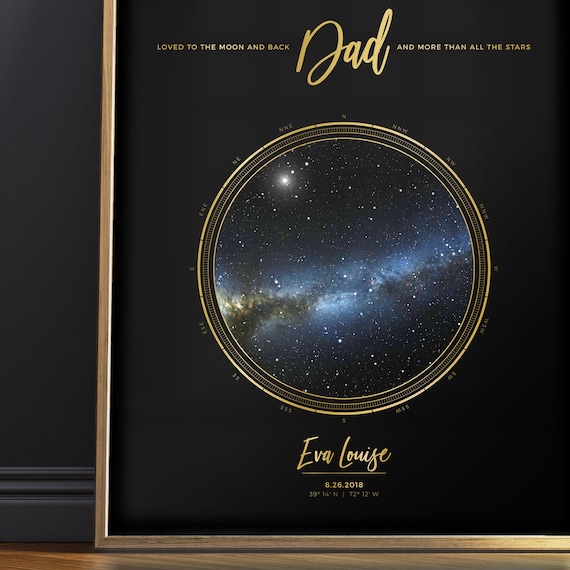 Personalized Star Map Night Sky Poster, Gift For Dad