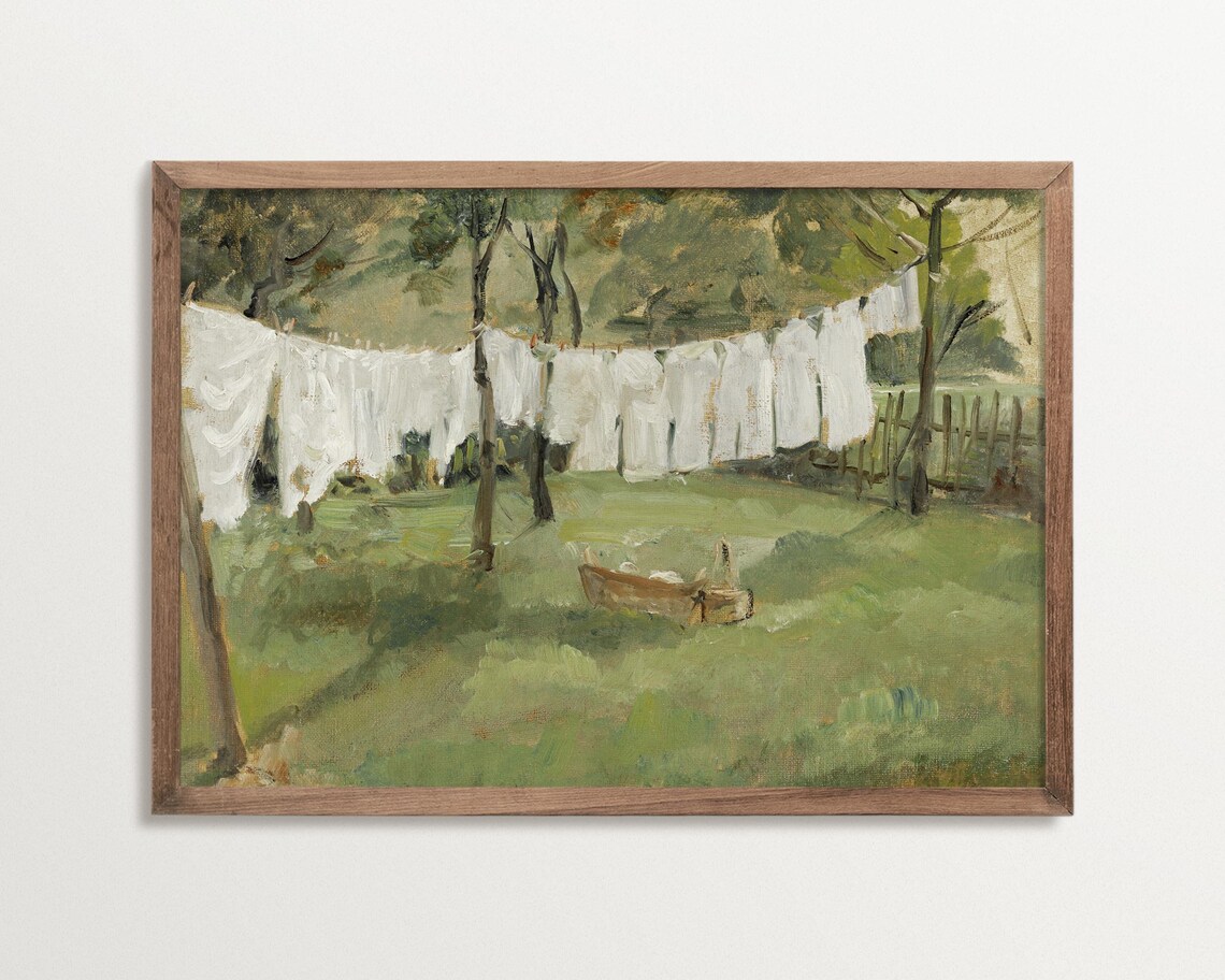Clothesline Vintage Farmhouse Laundry Room Art Print