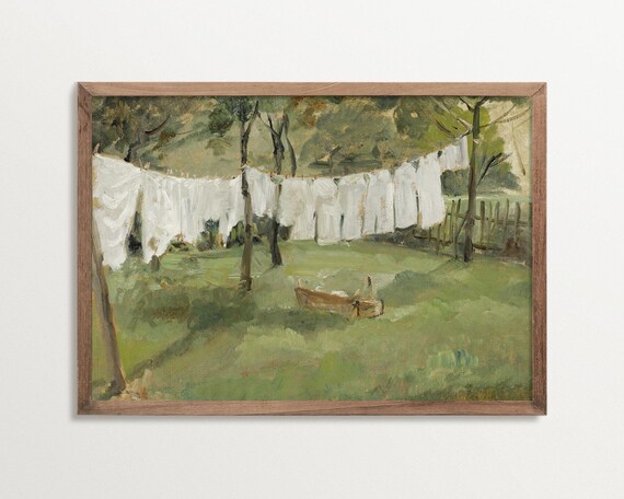 Clothesline Vintage Farmhouse Laundry Room Art Print