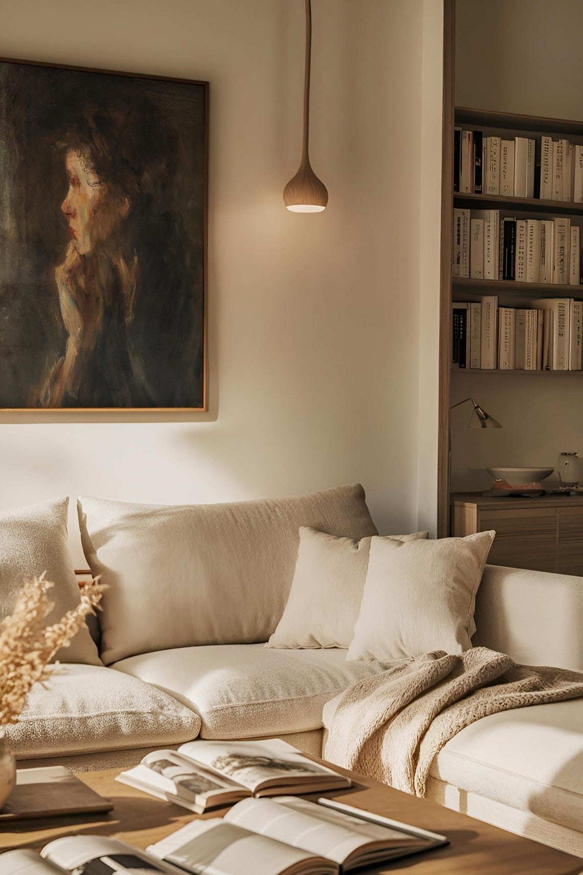 Moody Woman Portrait Art Print, Modern Antique Interiors - Image 2