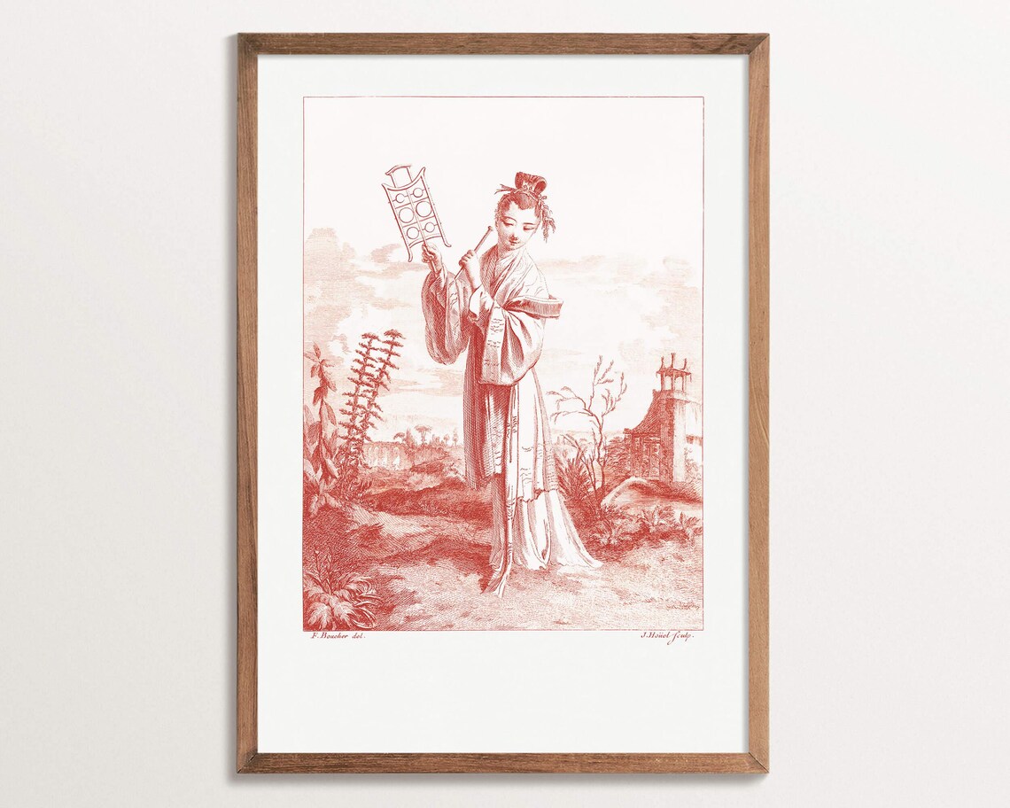 Vintage Chinoiserie Art Print, Elegant Oriental Style