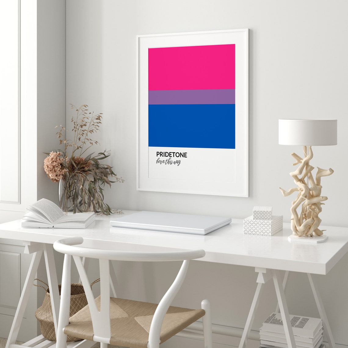 PRIDETONE Born This Way Bisexual Pride Flag Color Block Poster - Image 3