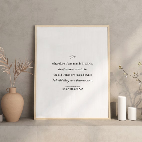 2 Corinthians 517 Art Christian Poster Christian Art Christian Wall Art Minimalist Dcor Christian Dcor