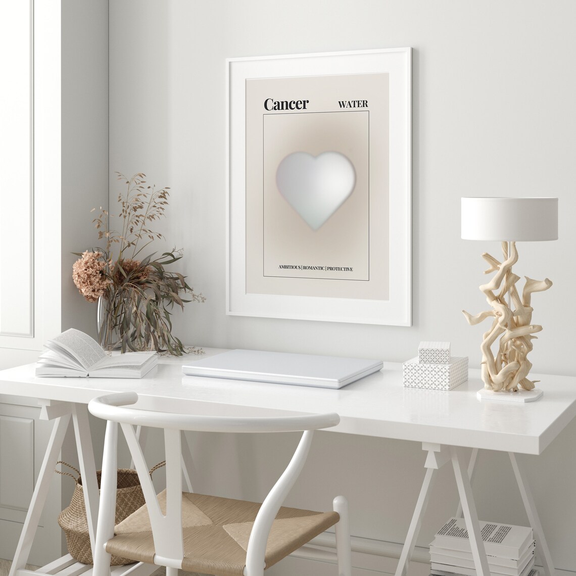 Cancer Zodiac Sign Water Aura Heart Minimalist Astrology Poster - Image 3