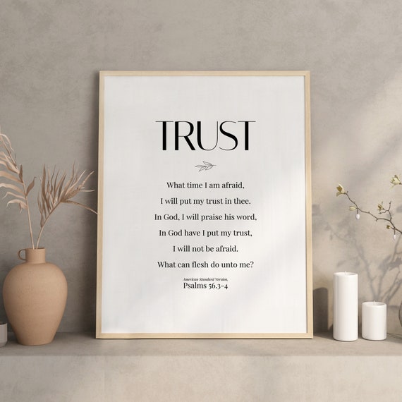 Trust Psalms 563 4 Art Christian Poster Christian Art Christian Wall Art Minimalist Dcor Christian Dcor