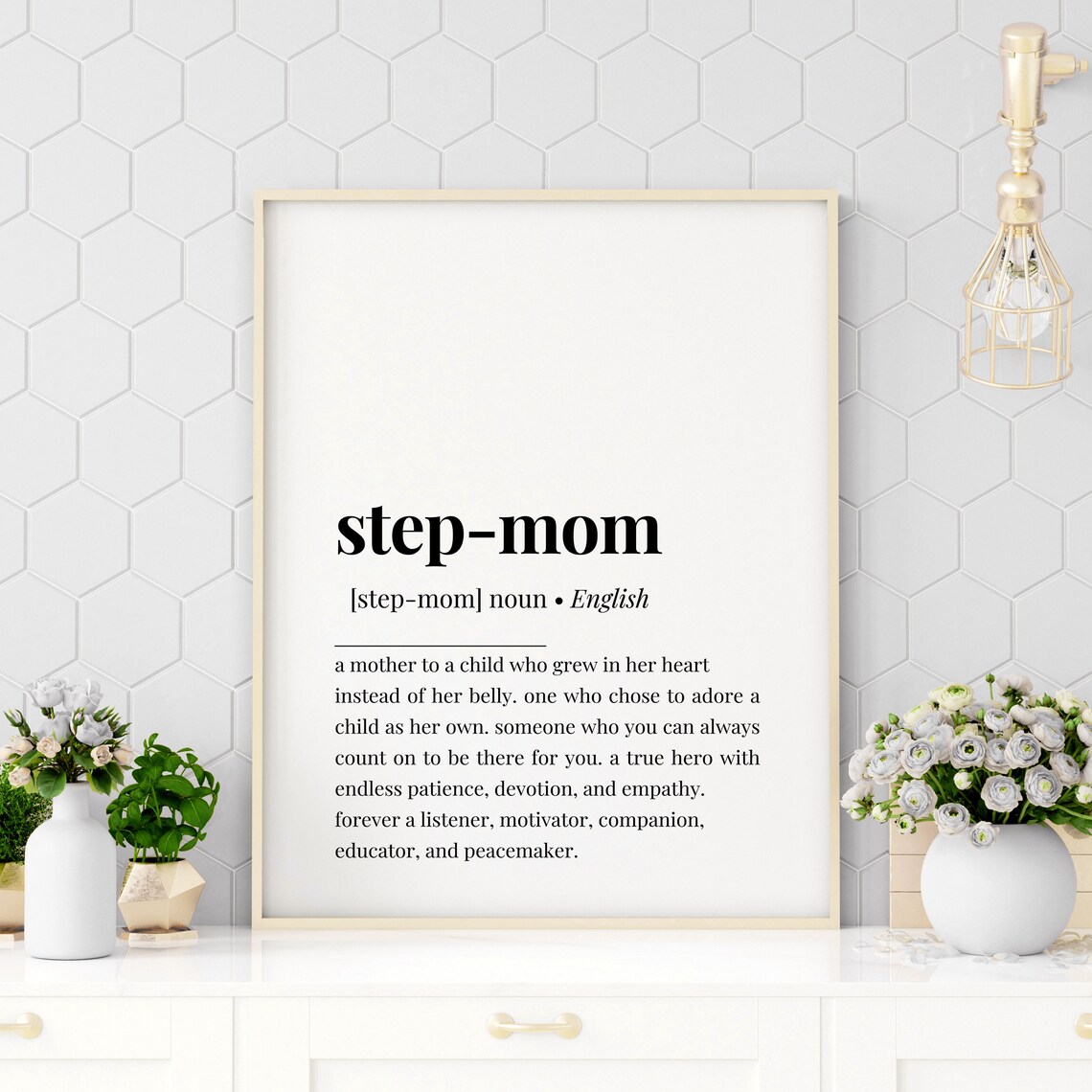Step-Mom Dictionary Definition Heartfelt Family Quote Poster