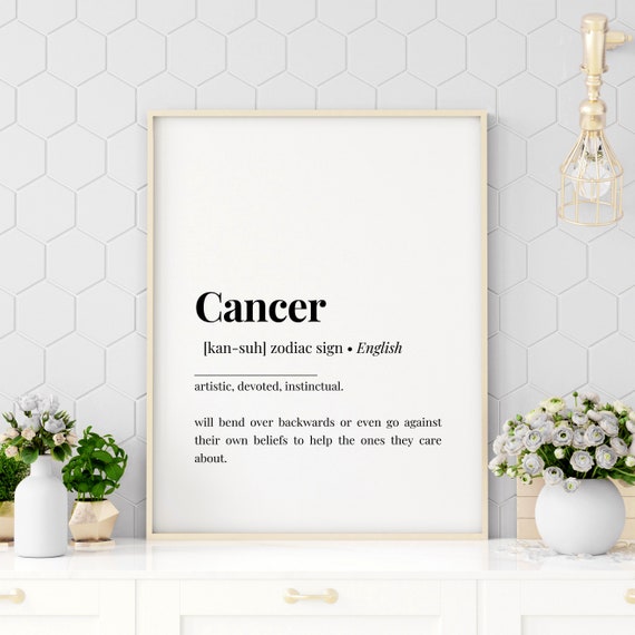 Zodiac Sign Cancer Definition Poster Quote Inspirational Quote Motivational Quote Quote Print Poster Print Wall Art Quote 1