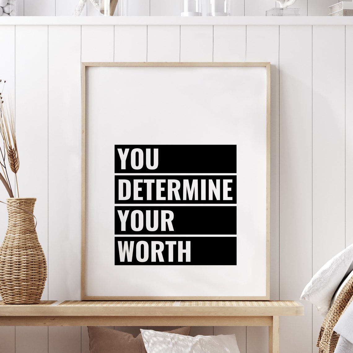You Determine Your Worth Self Esteem Empowerment Quote Poster