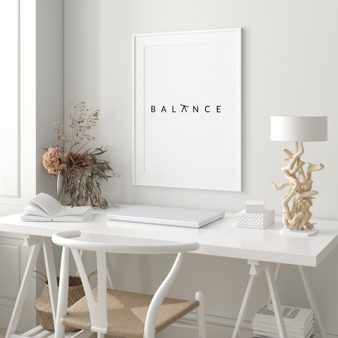 Balance Minimalist Black Typography Modern Meditation Wall Poster - Image 3