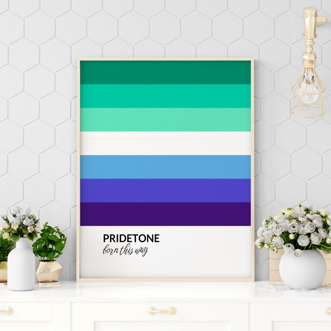 PRIDETONE Born This Way Gay Men Pride Flag Color Block Poster