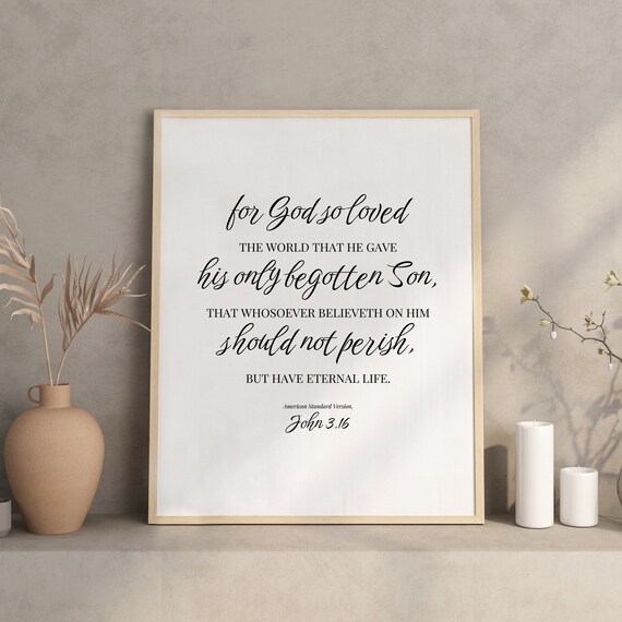 John 316 Mixed Script and Serif Typography Gospel Verse Poster