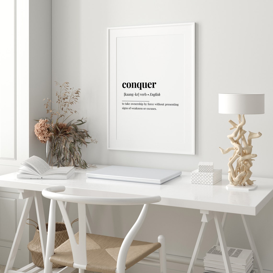 Conquer Dictionary Definition No Excuses Power Mindset Quote Poster - Image 2