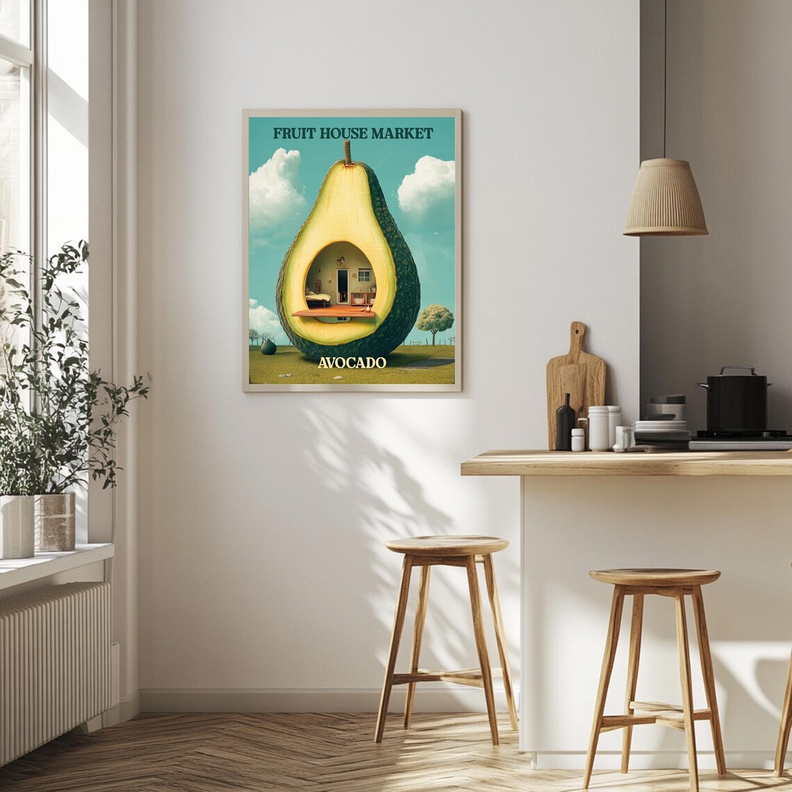 Fruit House Market Avocado Art Print Kitchen Fruit Wall Art Fruit Poster Trendy Wall Art Trendy Prints Kitchen Poster - Image 3