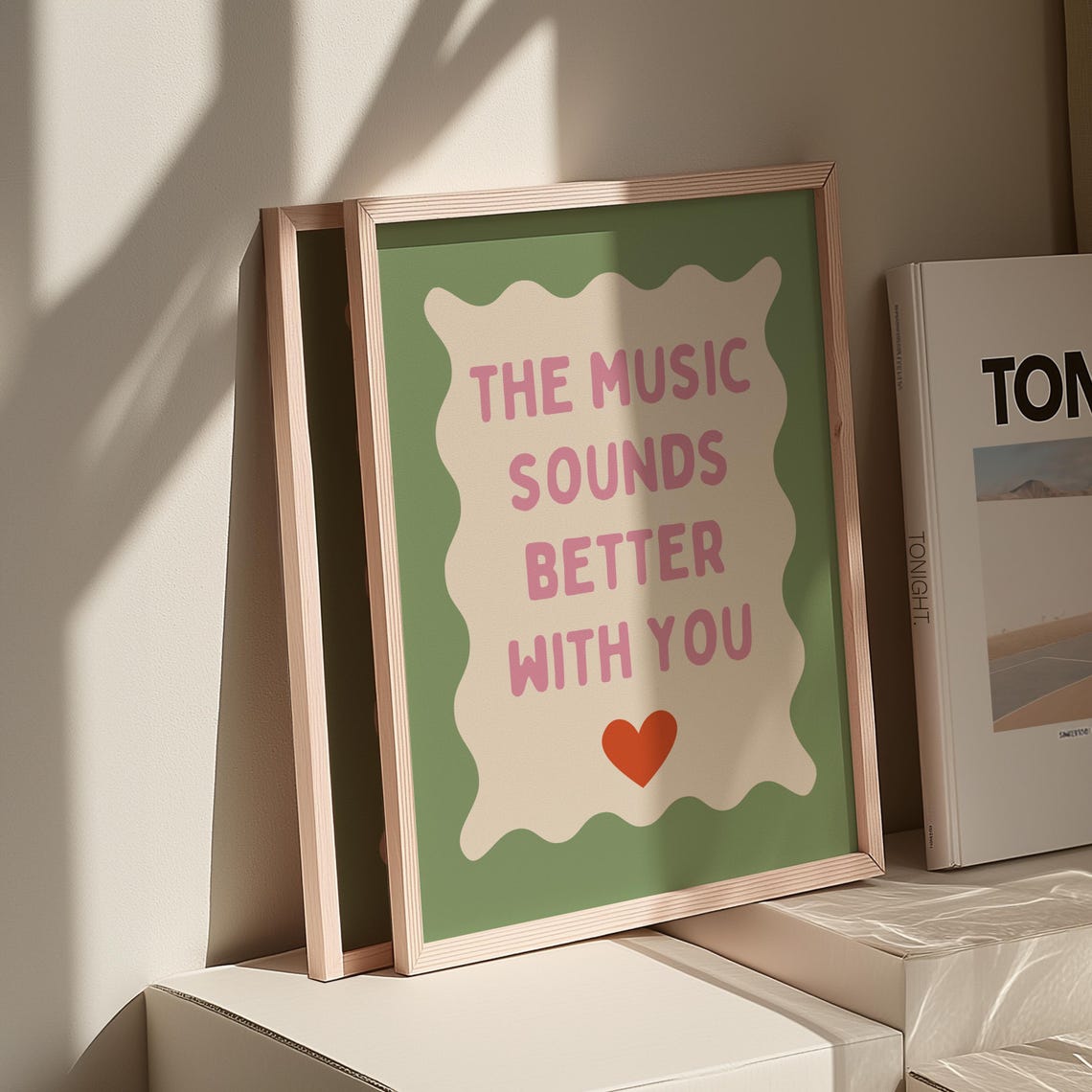 The Music Sounds Better With You Retro Music Quote Artwork Poster