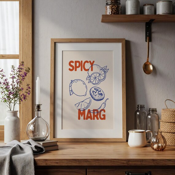 Spicy Marg Lime Chili Retro Margarita Cocktail Recipe Poster