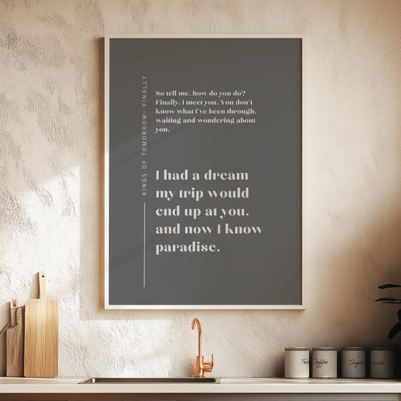 Finally Kings Of Tomorrow Inspired Lyric Print Grey And Beige Ibiza Funky Disco House Music A1 A2 A3 Typographic Ball