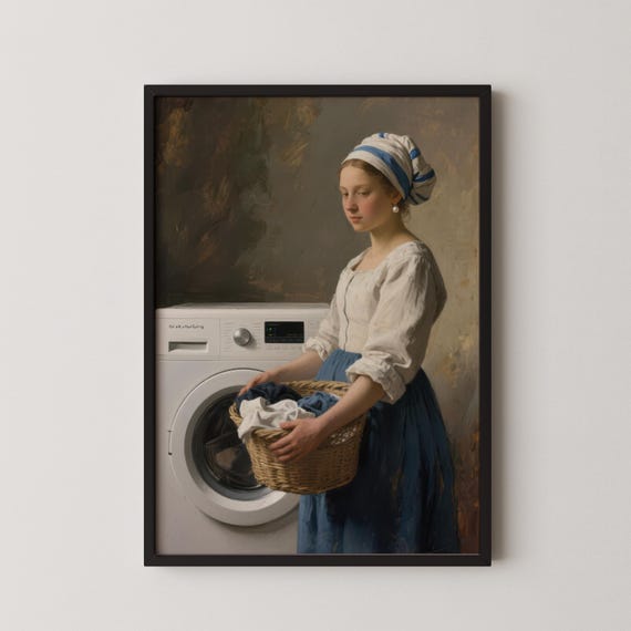 Vermeer Laundry Room Art Print Girl With Pearl Earring Parody A024x36