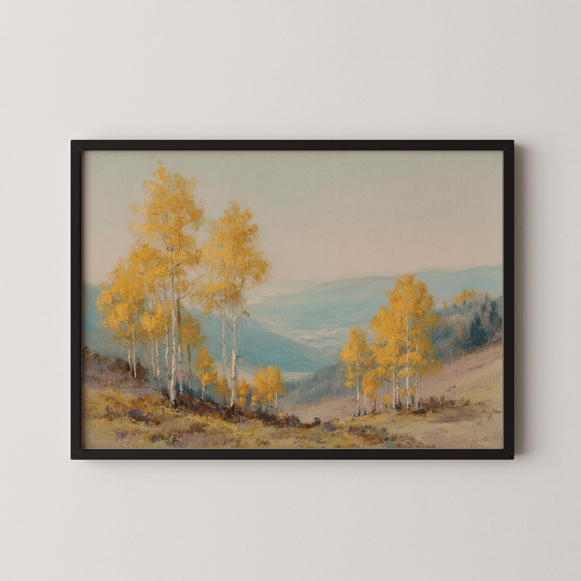 Golden Aspen Trees Overlooking A Mountain Valley Autumn Poster