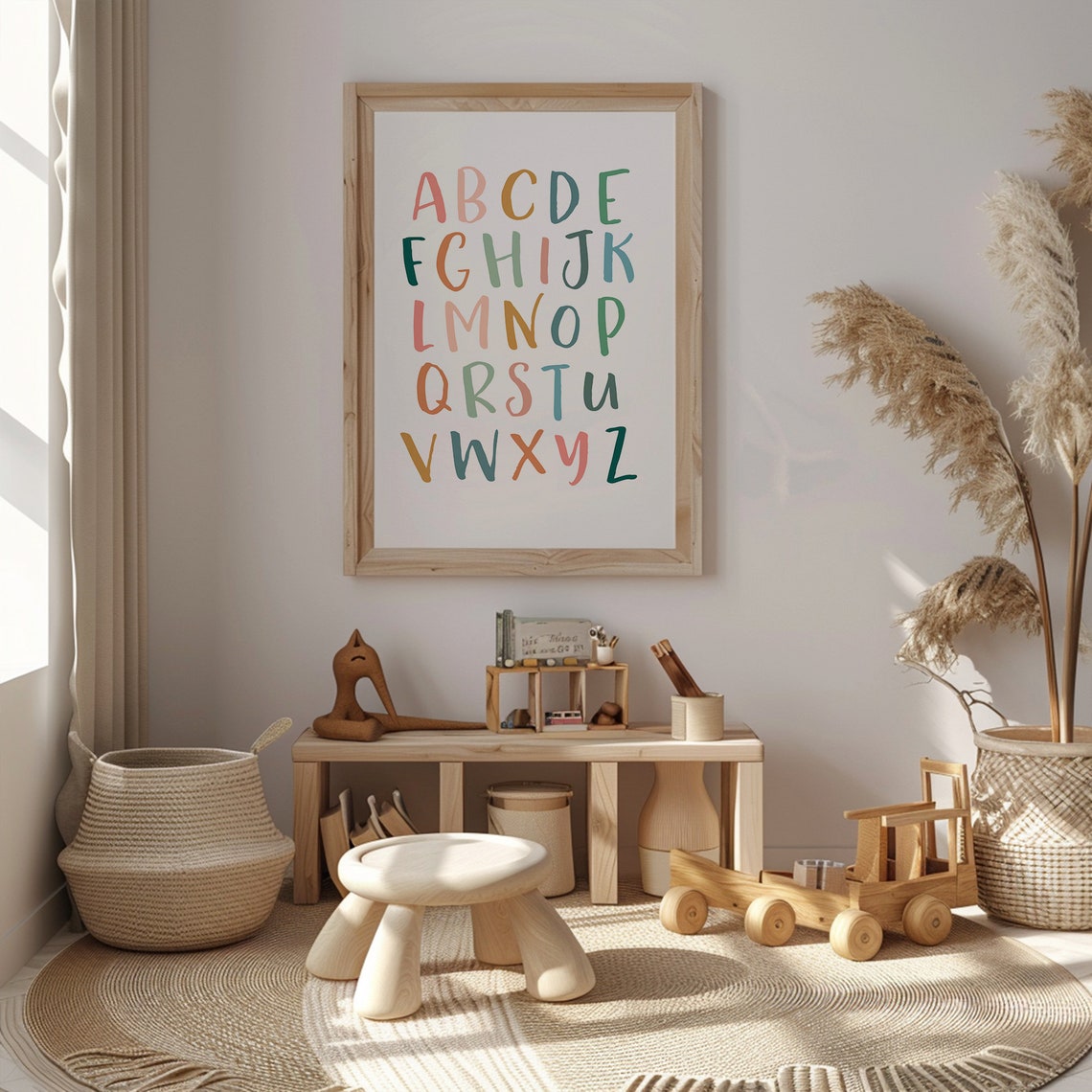 Colorful Hand Drawn Alphabet ABC Letters Nursery Kids Room Decor Print