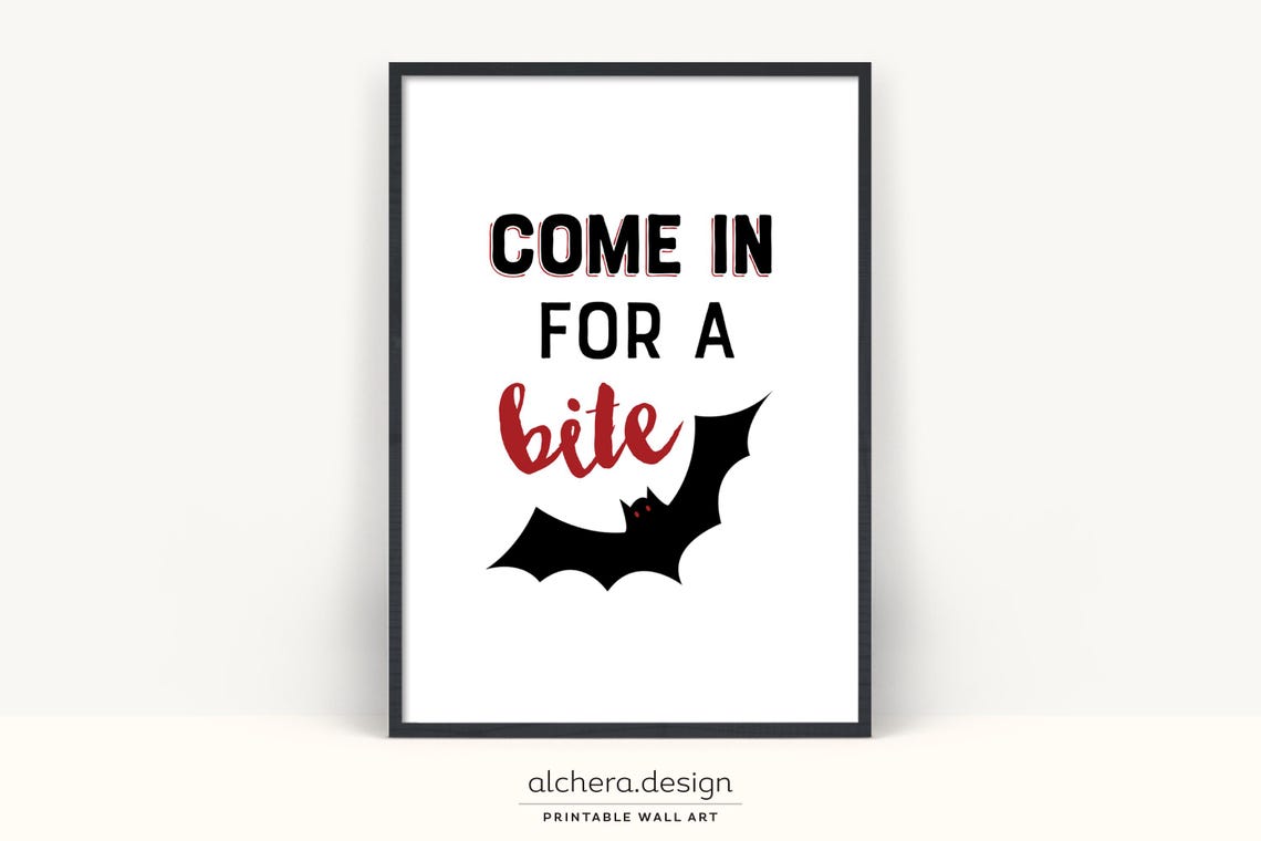 Come in for a Bite Halloween Bat Funny Vampire Party Art Poster