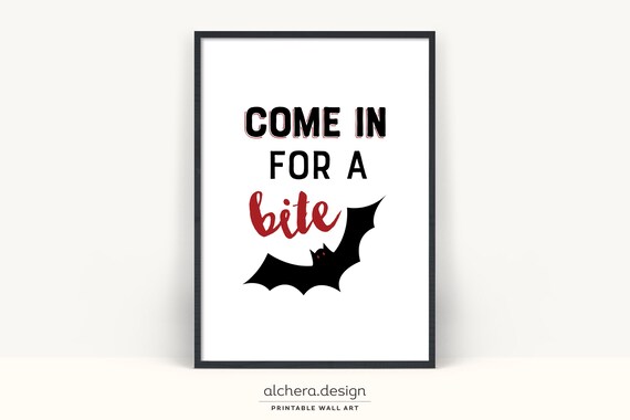 Come in for a Bite Halloween Bat Funny Vampire Party Art Poster