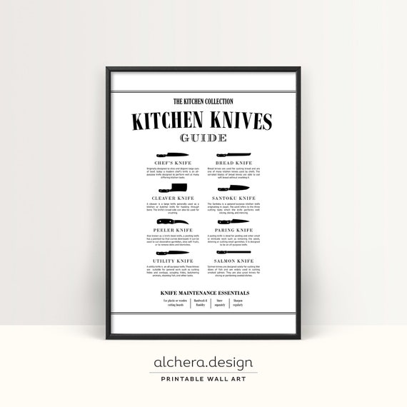 Kitchen Knife Chart Butcher Diagram Poster Print