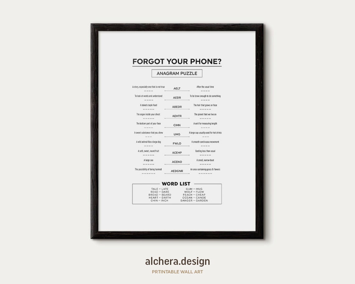 Forgot Your Phone Funny Bathroom Anagram Puzzle Game Art Poster