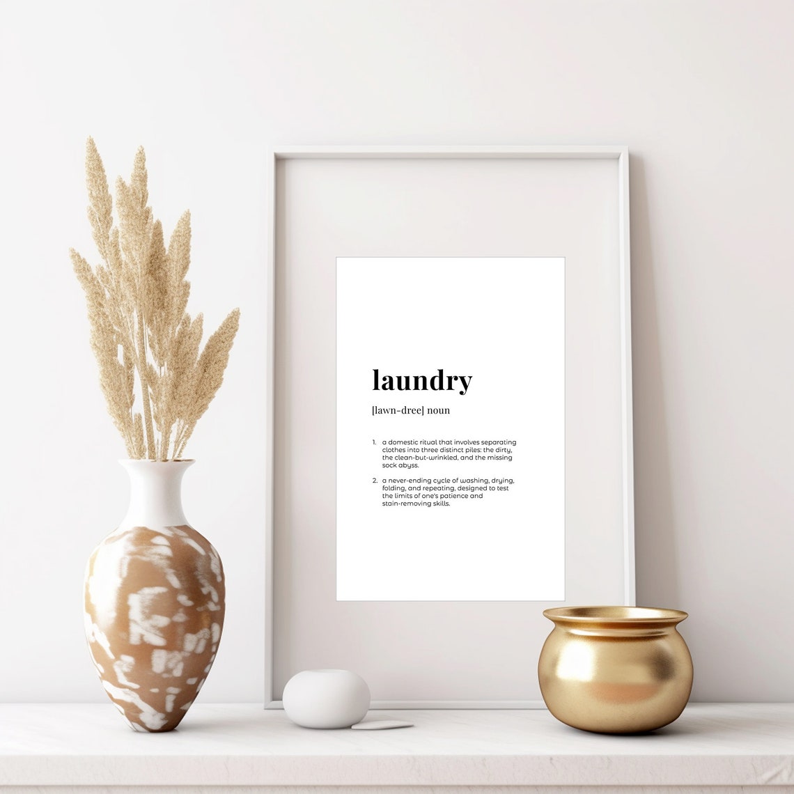Laundry Definition Funny Minimalist Dictionary Noun Black White Poster - Image 2