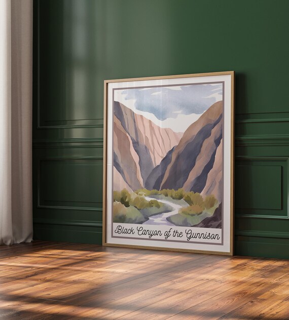 Black Canyon Of The Gunnison Colorado River Gorge Watercolor Scenic Poster