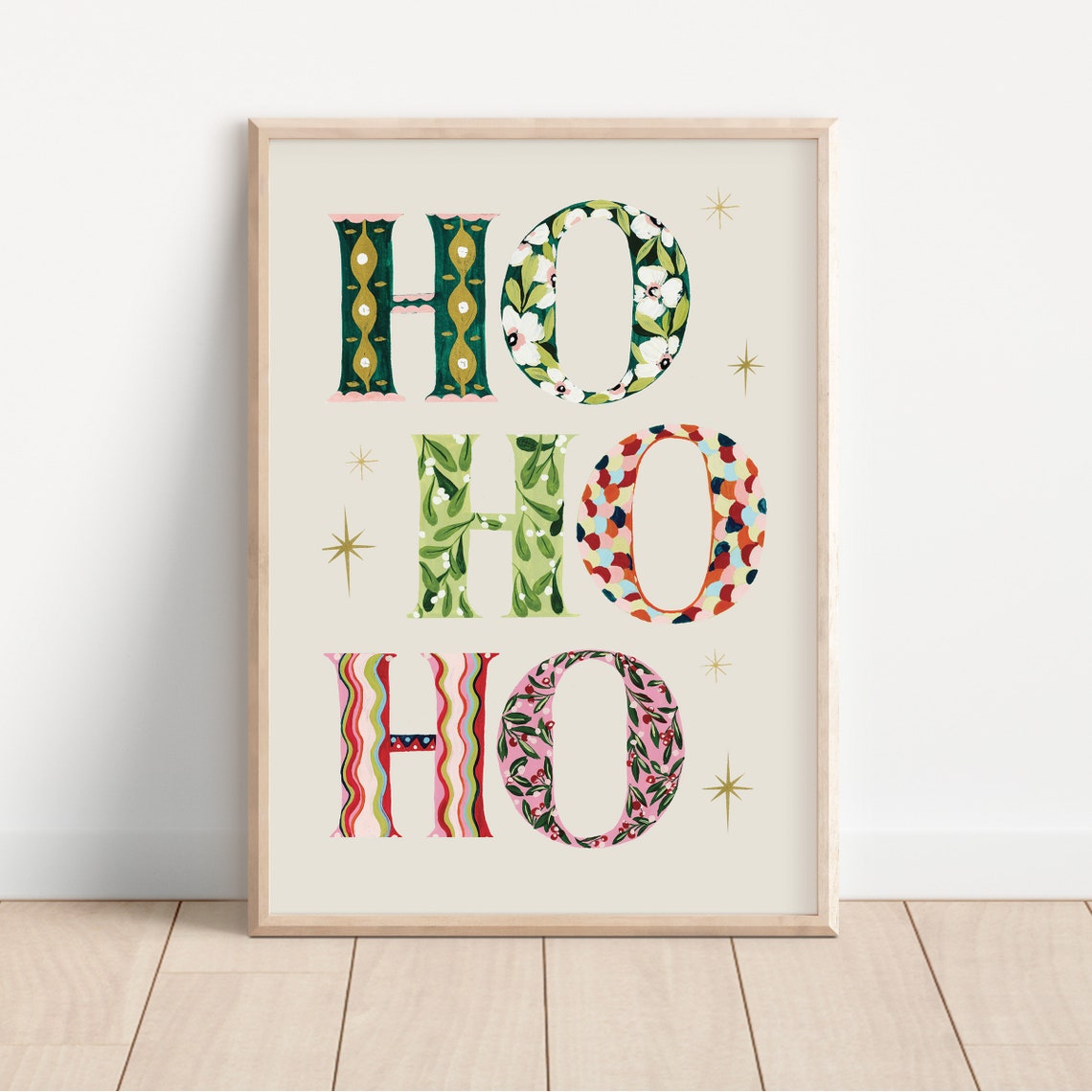 Hohoho Christmas Illustration, Festive Wall Art Print