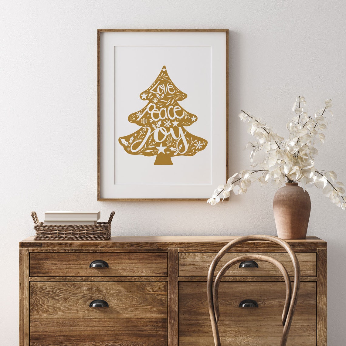 Gold Foil Festive Tree Christmas Art Print - Image 2