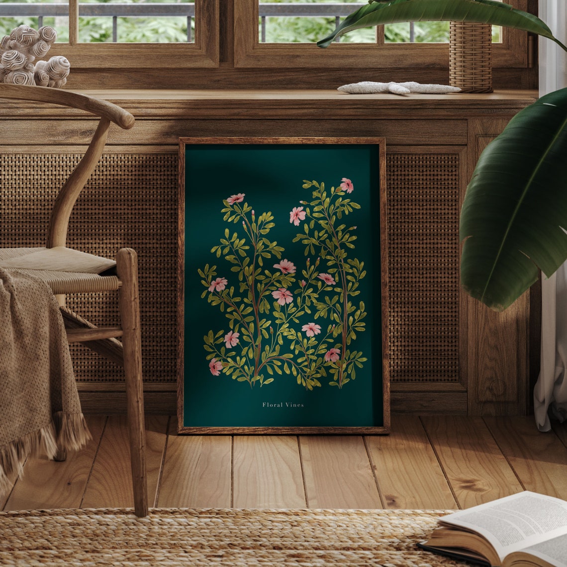 Floral Vines Botanical Art Print, Pink Vintage - Image 2