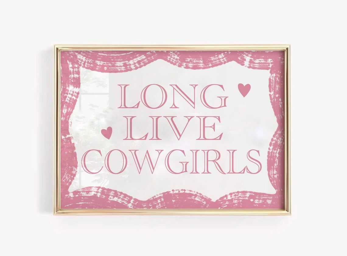 Long Live Cowgirls Pink Western Typography Quote Cowgirl Poster - Image 3