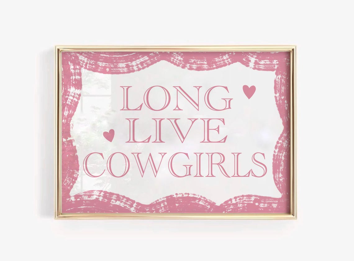 Long Live Cowgirls Print Western Typography Wall Art Pink Cowgirl Poster Pink Girly Watercolor Art Print Coastal Cowgirl Poster - Image 3