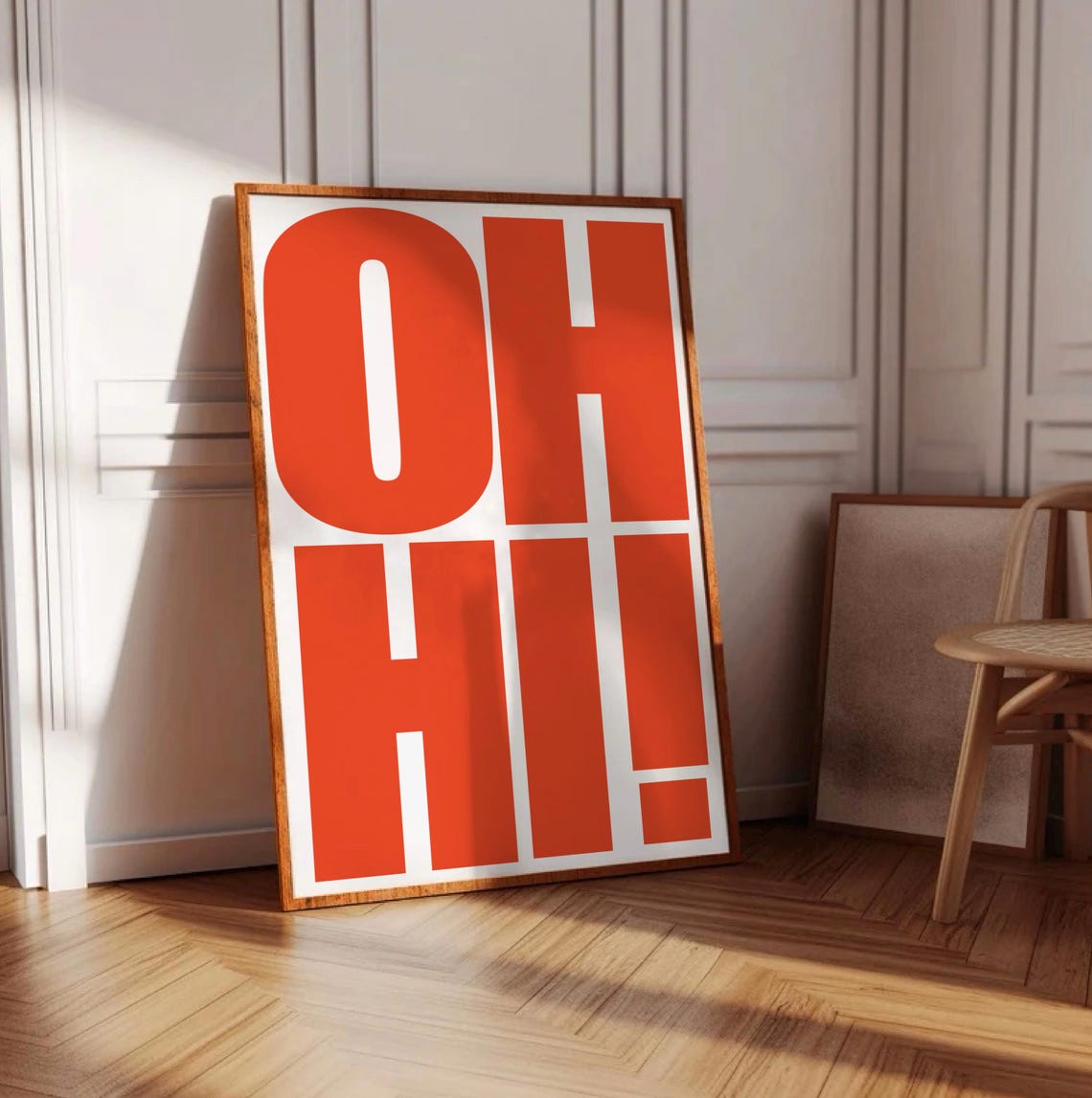 Oh Hi Bold Red Typography Modern Funky Statement Wall Poster - Image 3