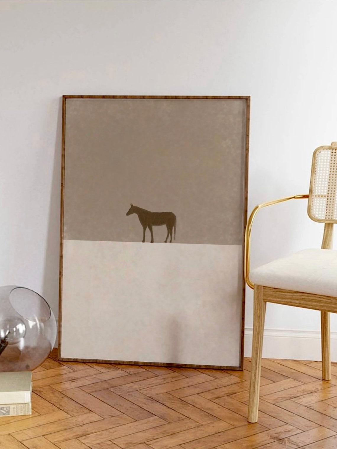 Minimalist Brown Horse Silhouette Modern Neutral Animal Art Poster
