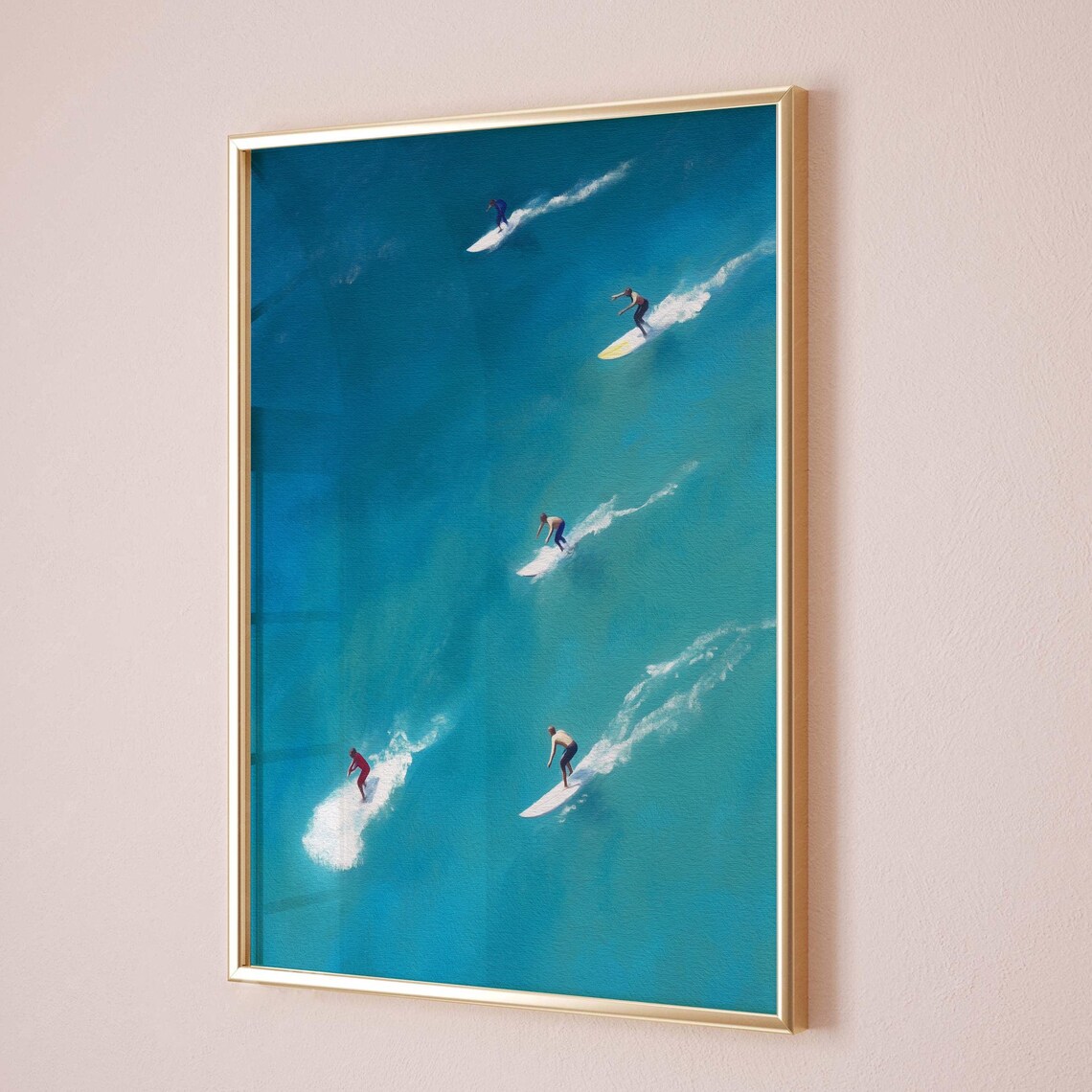 Tiny People Surfing The Ocean Minimalist Art Print - Image 5