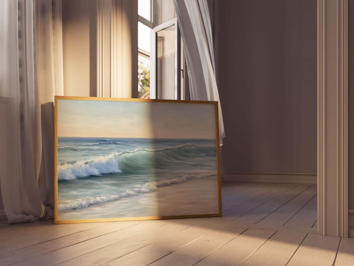 Rolling Ocean Waves at Sunrise Over a Quiet Sandy Beach Poster - Image 3