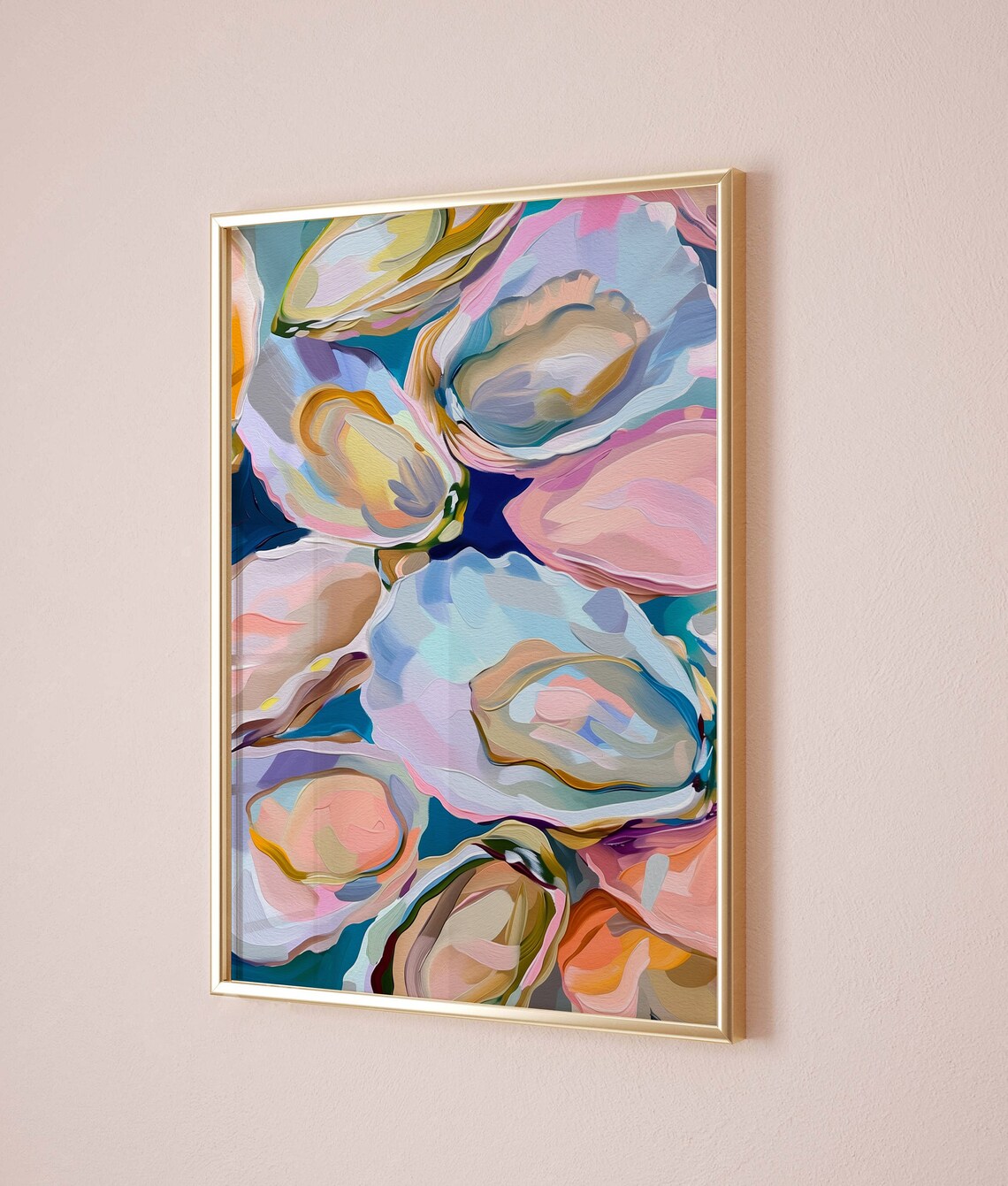 Abstract Colorful Oyster Shell Painting, Beach House Art Print - Image 5