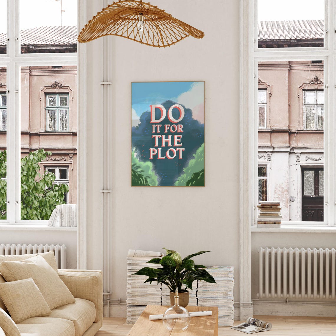 Do It for the Plot Quote Poster Vintage Forest Green Retro Typography - Image 4