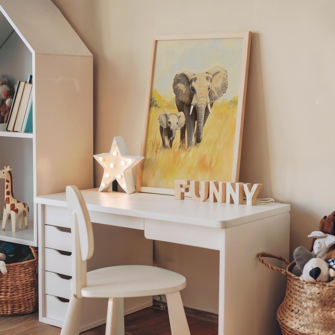 Nursery Mother And Baby Elephant Safari Kids Room Animal Decor Poster - Image 5