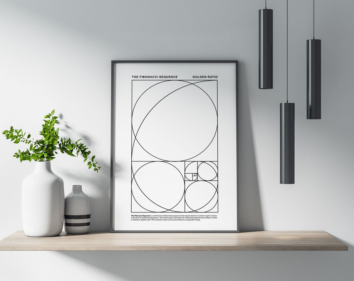 Fibonacci Sequence Golden Ratio Sacred Geometry Diagram Poster