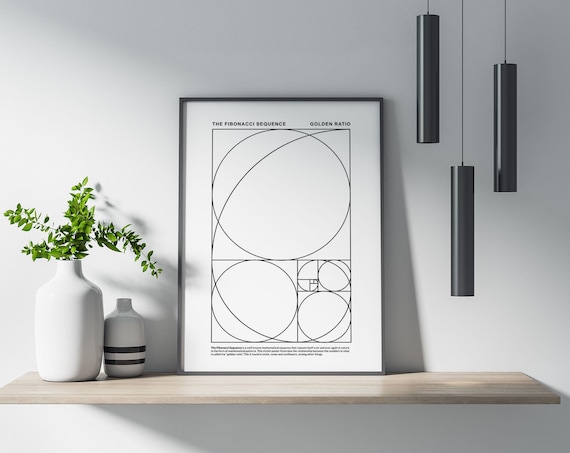 The Fibonacci Sequence Poster Wall Art Poster Print Wall Decor Mathematical Art Geometric Art Minimalist Design Contemporary Art
