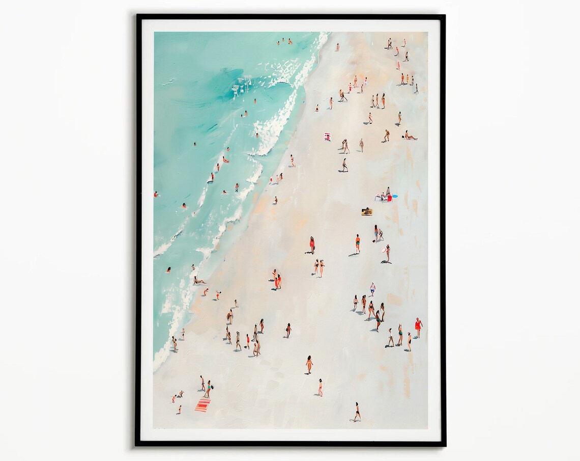 Blue Beach Summer Poster, Beach House Decor