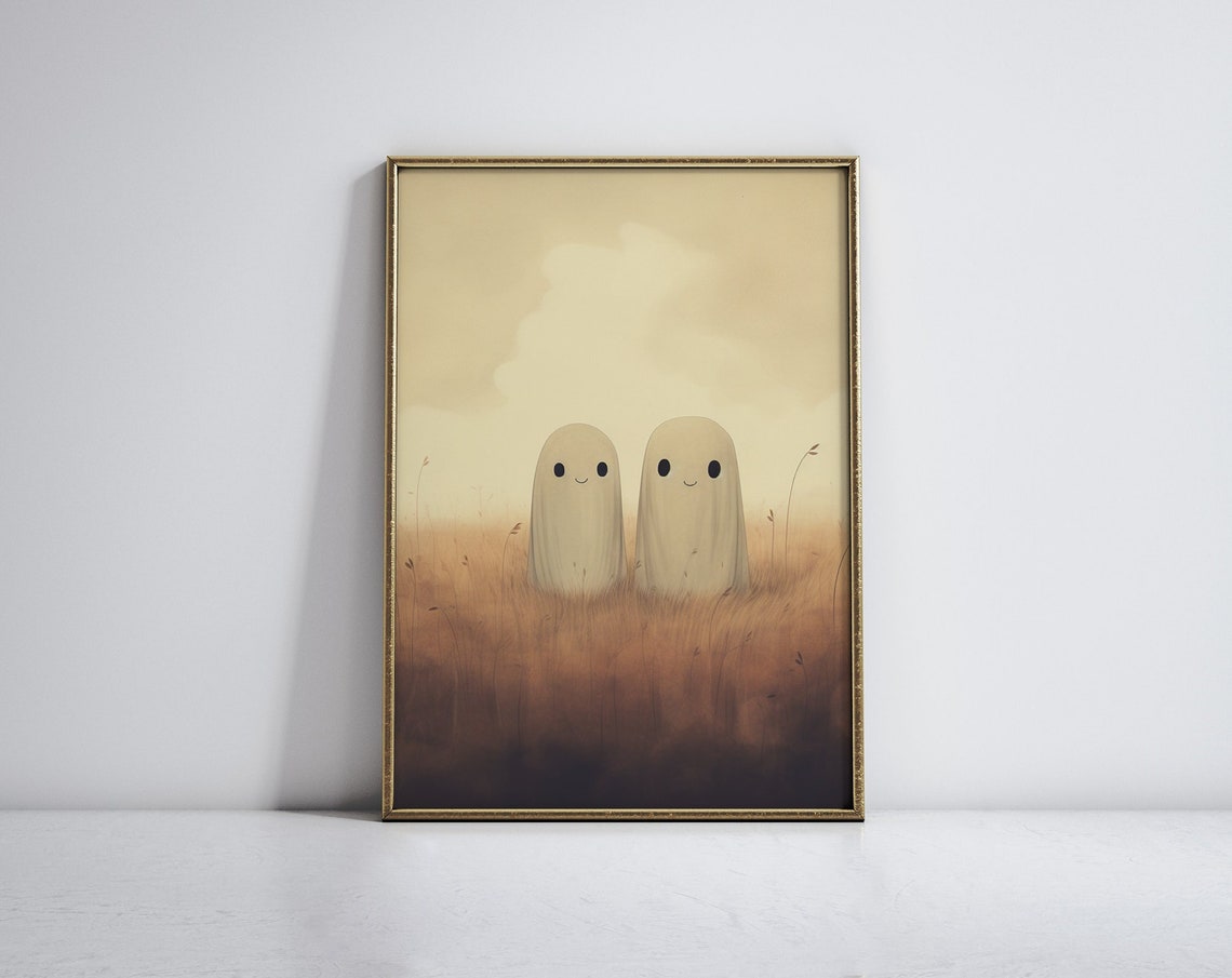 Ghosts Art Print Instant Cute Ghosts In Field Halloween Art Print Ghost Print Childrens Rom Decor