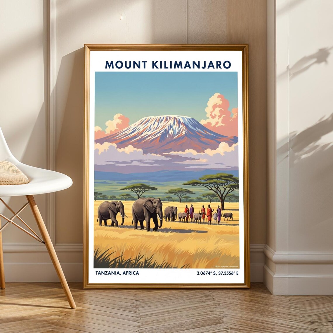 Mount Kilimanjaro Landscape Poster, African Travel Decor