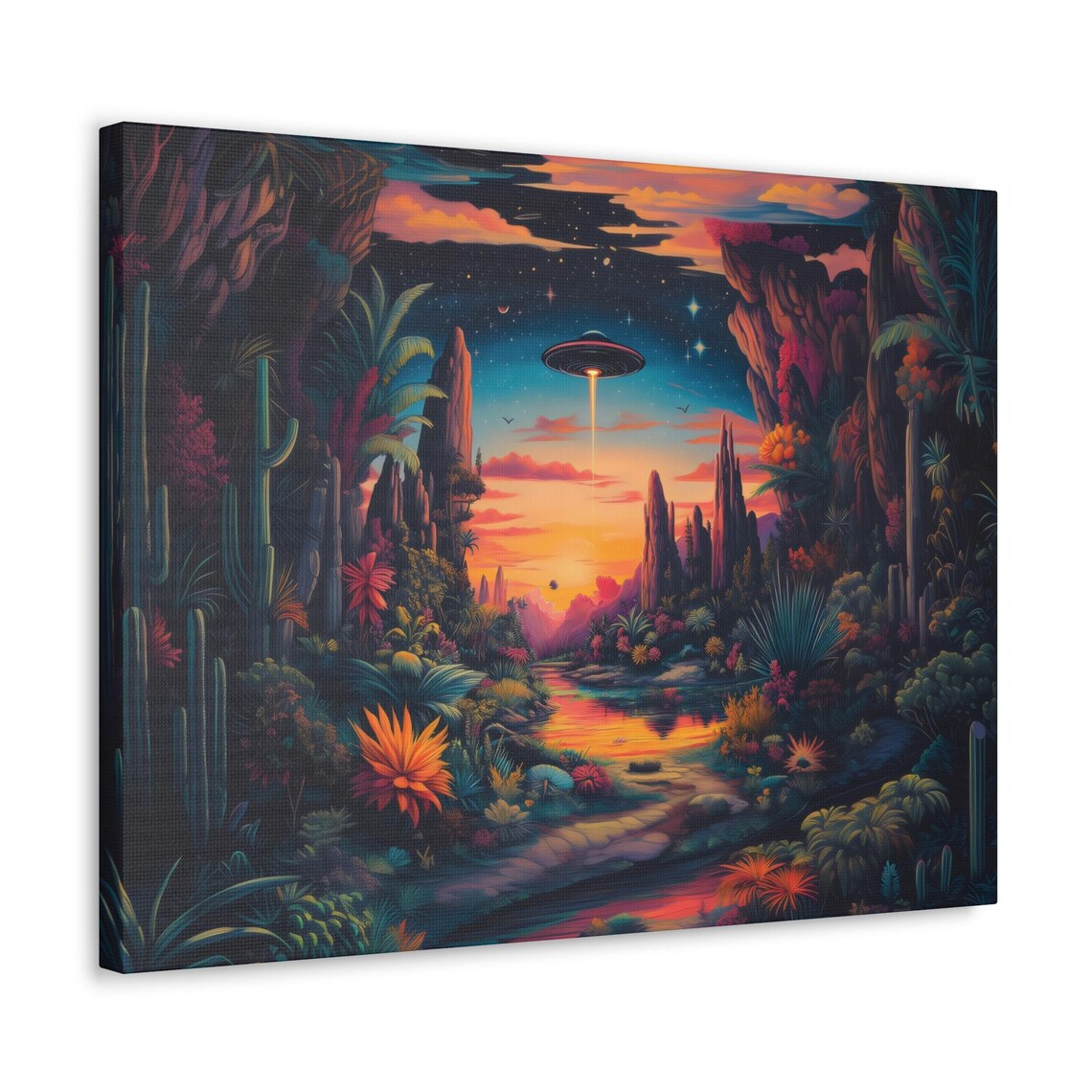 Psychedelic UFO Desert Landscape Art Print